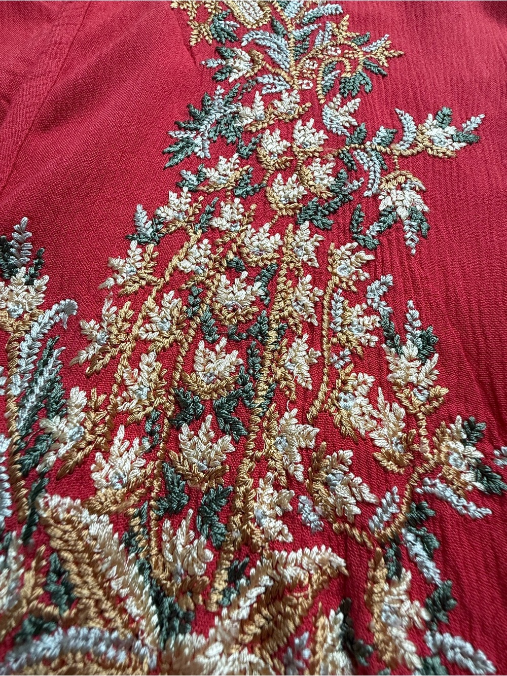 Free People Red Mini Dress with Gold Embroidery - Picture 7 of 8